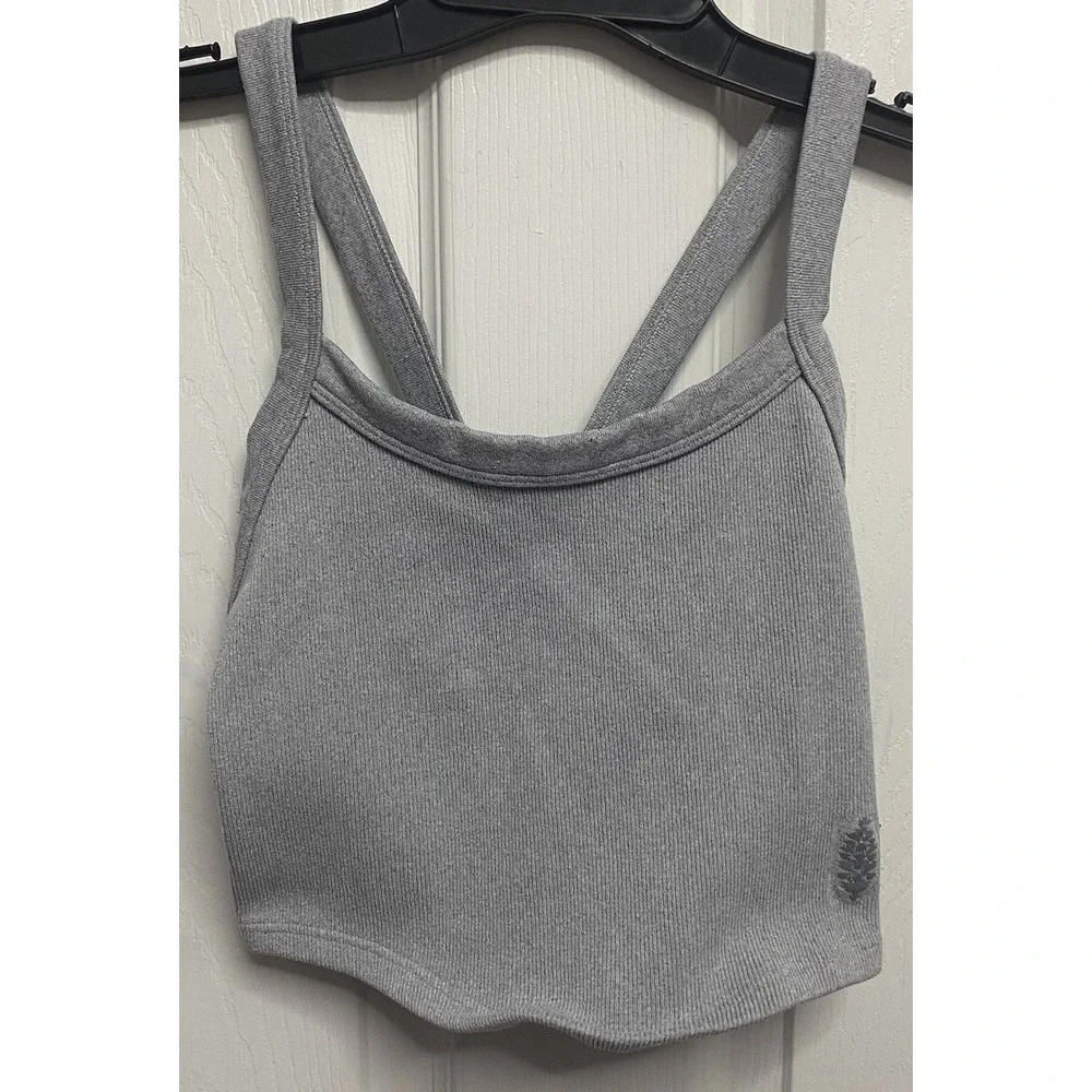 Free People Movement Women Ribbed Hot Pink Leggings & Gray Sports Bra Set XS
